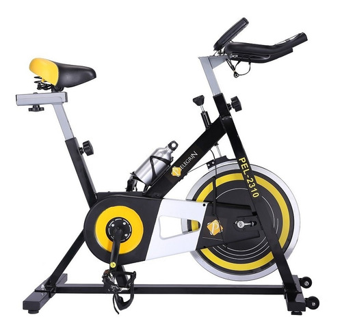 Bicicleta ergométrica Pelegrin Racing Profissional PEL-2310 para spinning cor preto e amarelo