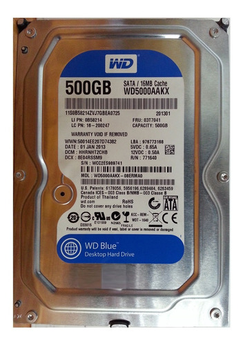Disco Duro Hp Dell Ibm Wd Desktop 500gb Hdd Sata 3.5 7200rpm (Reacondicionado)
