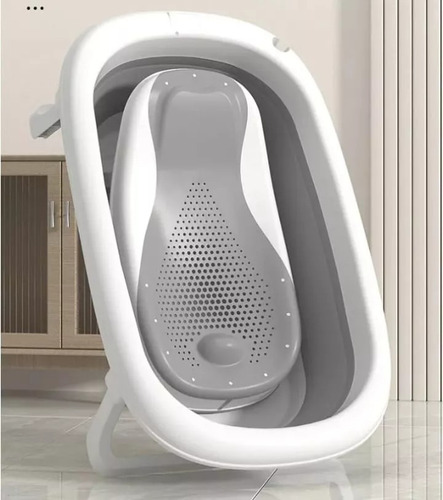 Bañera Para Bebes Plegable De Silicona Con Accesorios Gris Kit Bañera