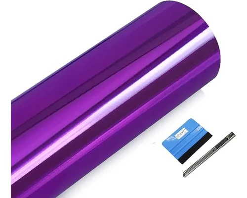 Vinilo Termoformable Morado Tipo Espejo 3mts Cromado