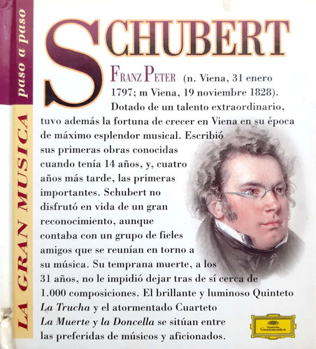 La Gran Música Paso A Paso Schubert Libro +cd * 