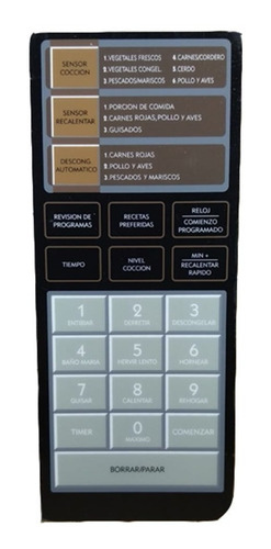 Imagen 2 de 3 de Frente De Microondas 2380 Bgh Membrana 16900 Teclado Bgh