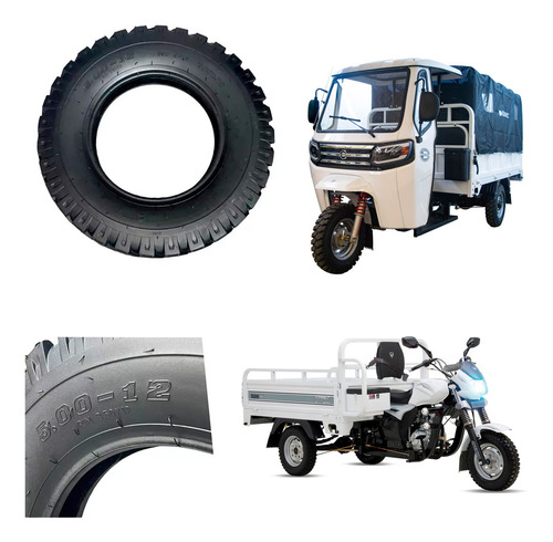 Llanta 5.00-12 Para Motocarro Carga Pesada 515kg 8 Capas