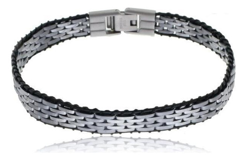 Bracelete Rosso Aço 21cm Fita Trançada Steel Fosco E Liso