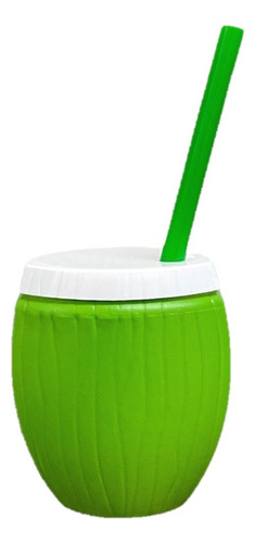 20 Copos Decorativo C Canudo Festa Moana Havaiana Coco Verde
