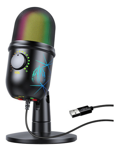 Microfone De Mesa Rgb Usb Computer Condenser