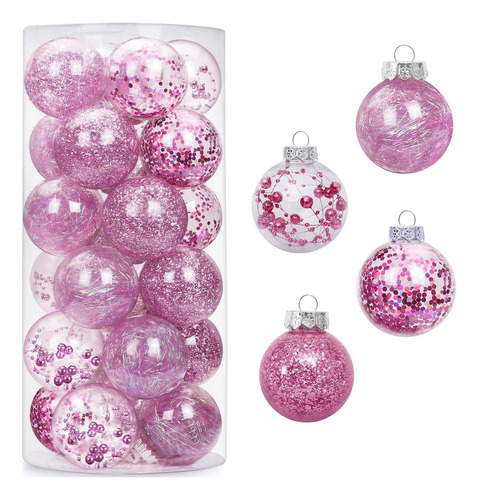 Ams 24ct Adornos De Bola De Navidad Transparentes, Bolas De