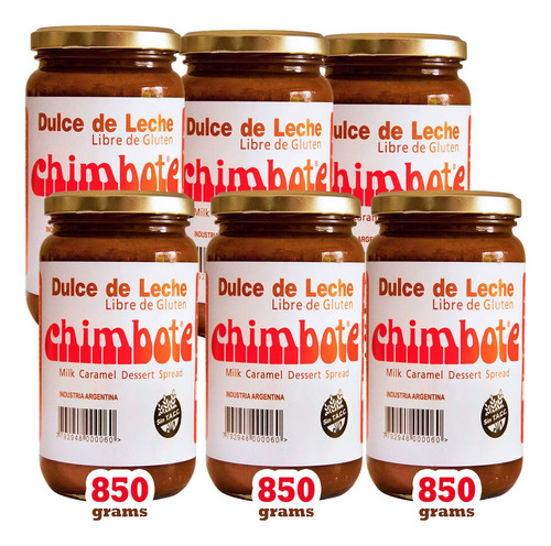 Dulce De Leche Chimbote Frasco Pack 6 Frascos X 850g Sin Tac