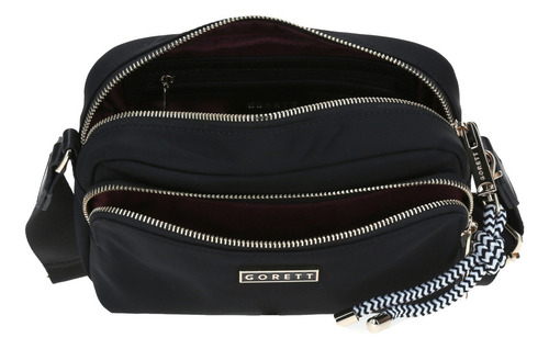 Bolso Tipo Crossbody Gorett Chenson Kokep Negro Para Dama Acabado De Los Herrajes Níquel Diseño De La Tela Lisa