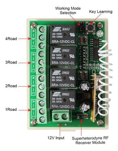 Interruptor De Control Remoto Inalámbrico De 12 V, 4 Canales