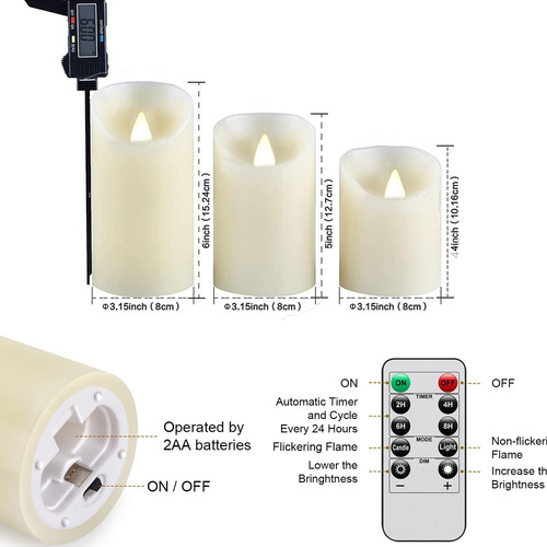 Todas As Velas Elétricas Recarregáveis, Conjunto De 3 Velas