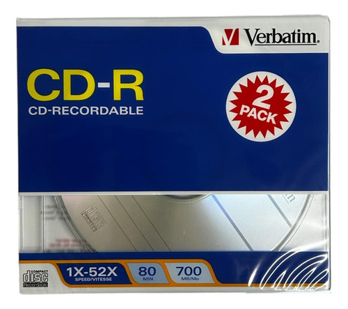 Cd-r Verbatim Con Estuche Slim 2 Discos Por Estuche