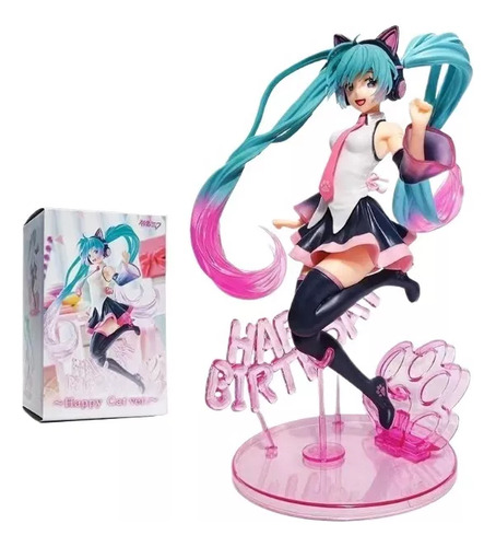 Figura De Hatsune Miku De Feliz Cumpleaños 23 Cm Alto Pvc