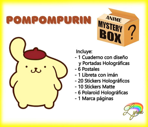 Pompompurin Mystery Box Holográfia Agenda Polaroids + Sanrio