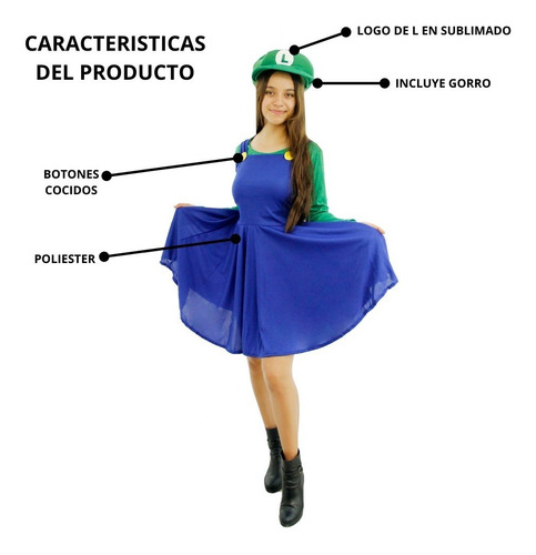 Imagen 4 de 10 de Disfraz Luigi Mario Bros Dama