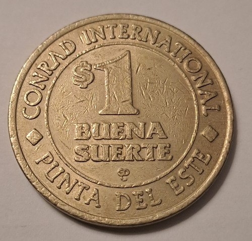 Ficha Casino 1 Peso Conrad Punta Del Este. Tamaño 37mm (Usado)
