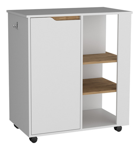 Mueble Microondas Soler 1p 4r - Blanco Mqz / Macadamia