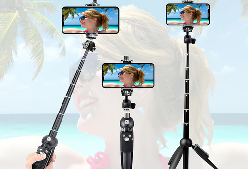 Trípode Para iPhone 3 En 1 Con Palo Selfie De 40 Pulgadas Y