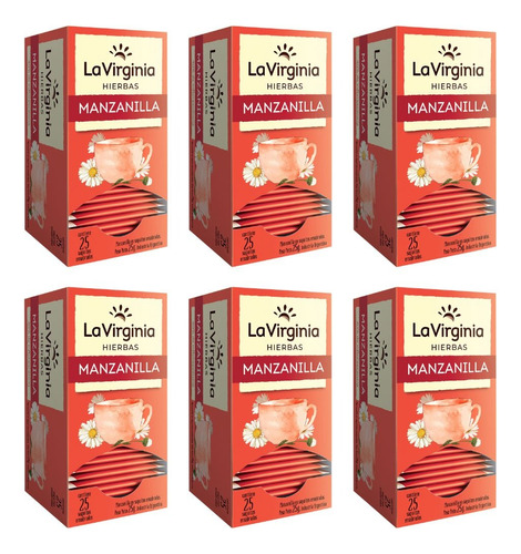 Té De Manzanilla La Virginia X 25 Saquitos Pack 6 Cajas