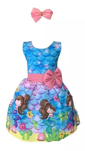 Vestido Infantil Fantasia Sereia Brinde Tiara Marisa