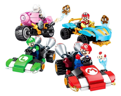 Rompecabezas 3d Bloques Super Mario Kart 8 4 Carros Princesa