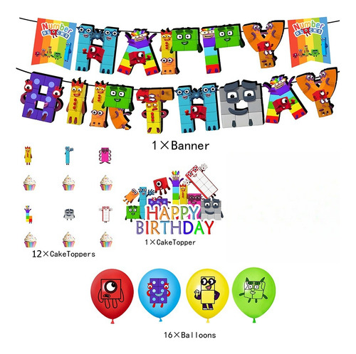 Globos De Cumpleaños Decoración Numberblocks Fiesta Temática