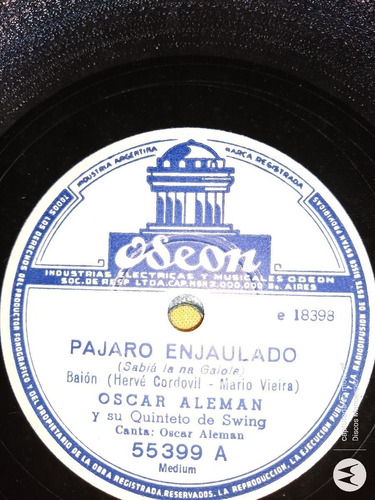 Pasta Oscar Aleman Conjunto Jazz Odeon C113