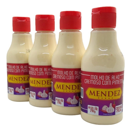 Molho De Alho Mendez Cremoso Com Pimenta 215ml 04 Unidades