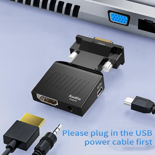 Adaptador Vga A Hdmi, Convertidor Vga A Hdmi Con Cable De