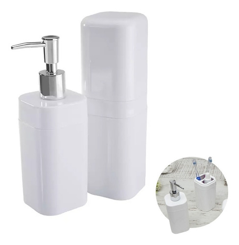 Kit Para Banheiro Splash Com Tampa 2 Peças Coza 99182 Brinox Cor Branco