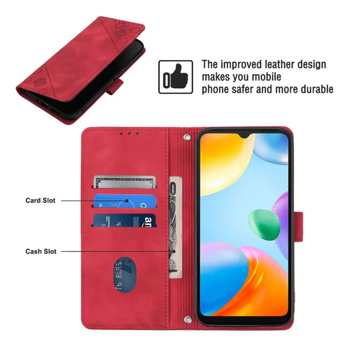 ( Funda Tipo Cartera Con Tapa En Relieve Para Xiaomi Redmi 10c