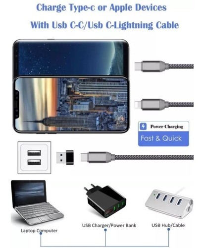 Imagen 3 de 4 de Adaptador Cable Lightning Usb-c A Usb Cargador iPhone 13 12