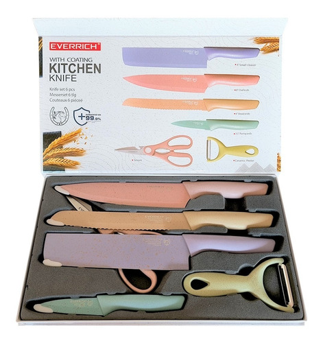 Set Cuchillos De Cocina Chef Acero Inox 6 Piezas Cuchilla