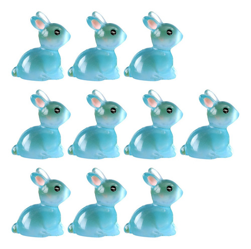 Estatuillas De Conejo De Resina Micro Adornos De Azul