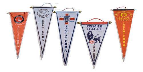 5 Banderines De Fútbol De Inglaterra. Colección Futbol