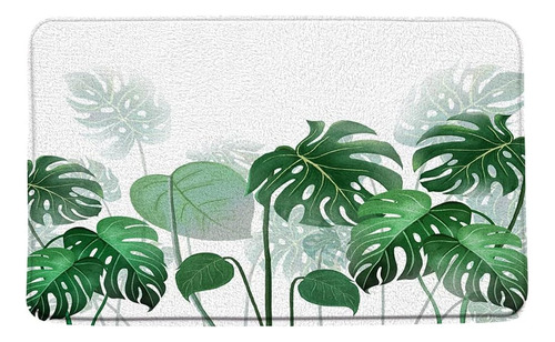 Zkjsmgs Tropical Leaf Bath Mat Green Palm Leaves Plant Water