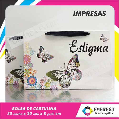 Bolsas De Cartulina 30x20x8 X 250u Impresas Offset 1 Color