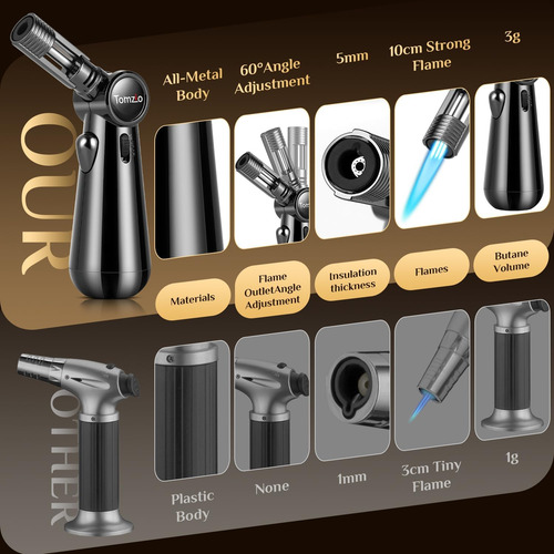Kit Para Ahumar Whisky Tomzio C/ Soplete De Ángulo Ajustable