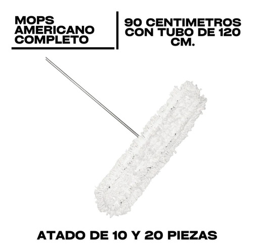 Mops  Completo Funda Base Metalica Y Tubo Metalico 90 Cm