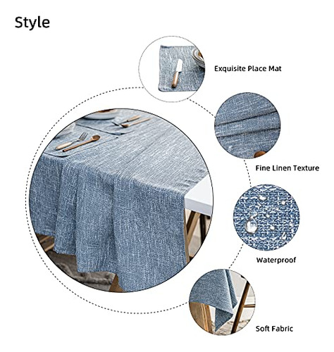 Mantel Redondo Impermeable De Algodón Y Lino Para Mesa