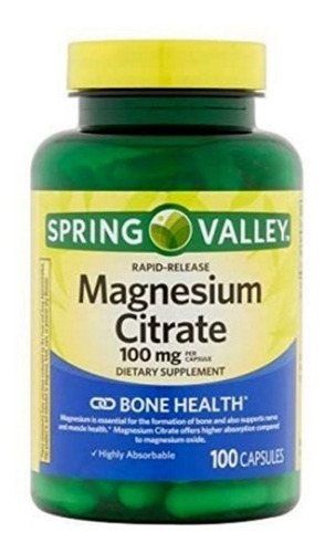 Citrato Magnesio Citrate 100 Mg Spring Valley 100 Capsulas