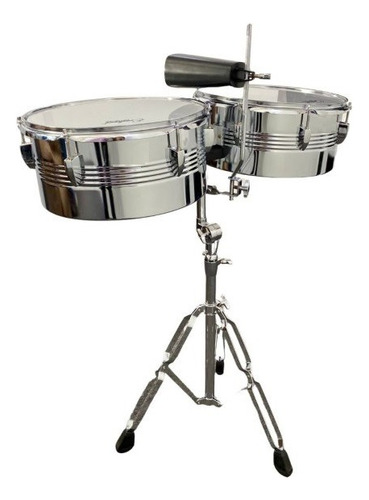 Timbal Cromado Timbales Tipo Matador Incluye Baquetas