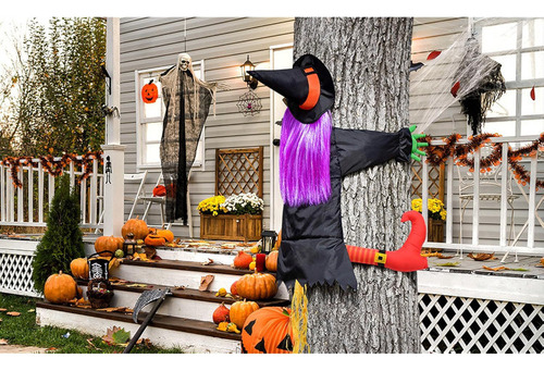 Árbol De Halloween Abrazando Decoración De Brujas