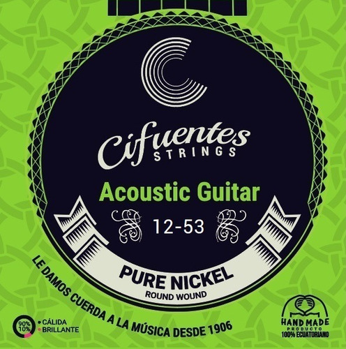 Cuerdas Guitarra Acustica 12-52 Pure Nickel Cifuentes