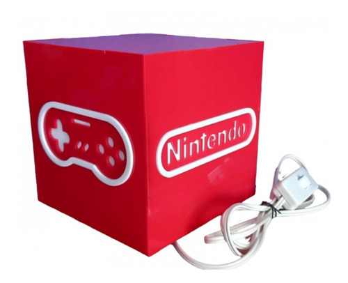 Luminária Abajur Nintendo Vermelho Com Botão Liga E Desliga