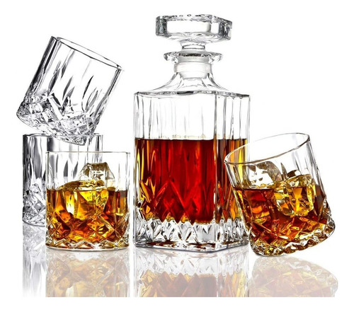 . Elidomc 5pc Decantador De Whisky De Cristal Artesanal .