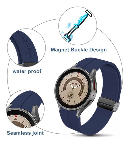 Correa Casual Magnetica Para Smartwatch Aitafy Idw13 Alexa Azul Oscuro 2.2 Cm