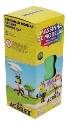 4x Massa Modelagem Plastilina Acrilex 512 Verde 500g-2kg