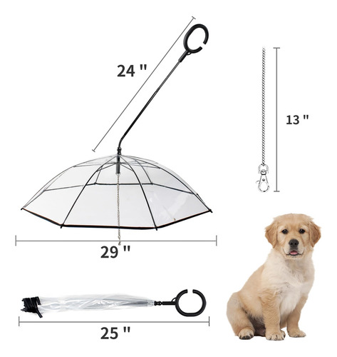 Paraguas Para Perros Billionchains Con Mango Ajustable