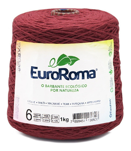 Barbante Euroroma Colorido 1050- Bordô N.6 1kg